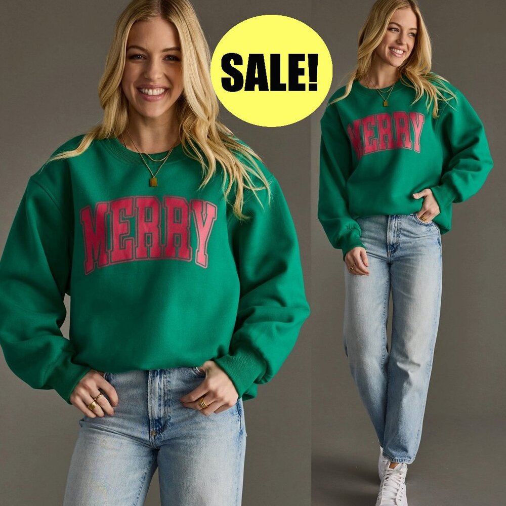 Merry Green Graphic Sweatshirt | Women's Pullover | Christmas Top Festive Style